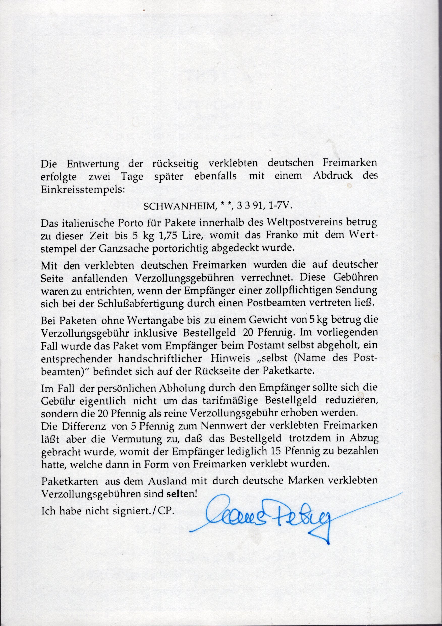 Seite 3 des Attestes von Claus Petry BPP