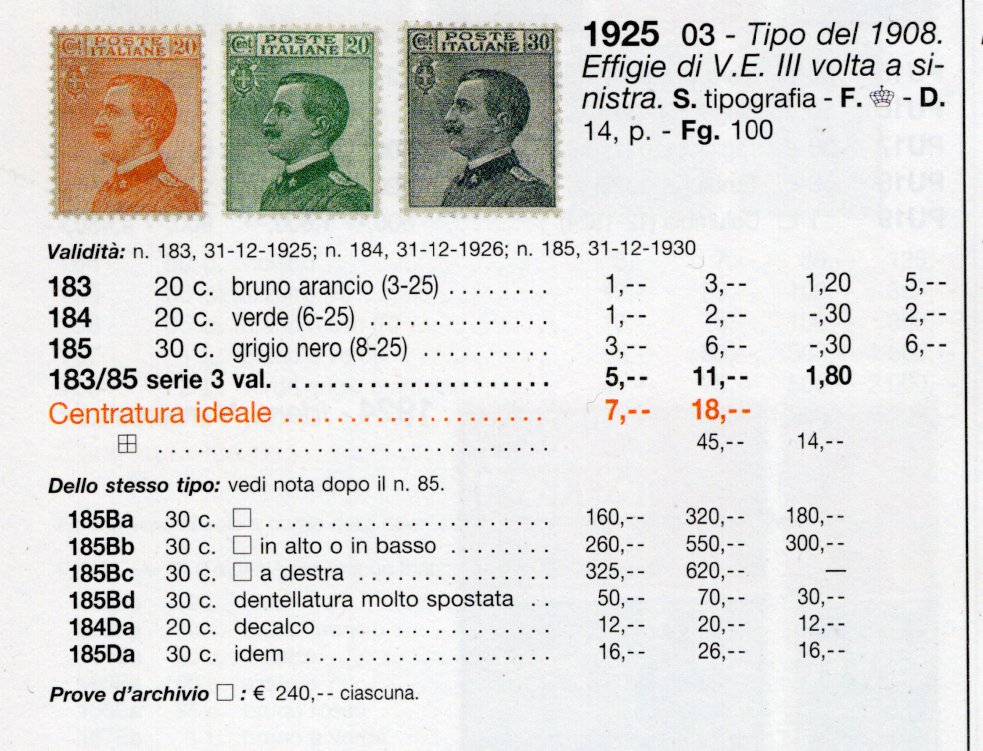 Katalogausriß zu dieser Marke